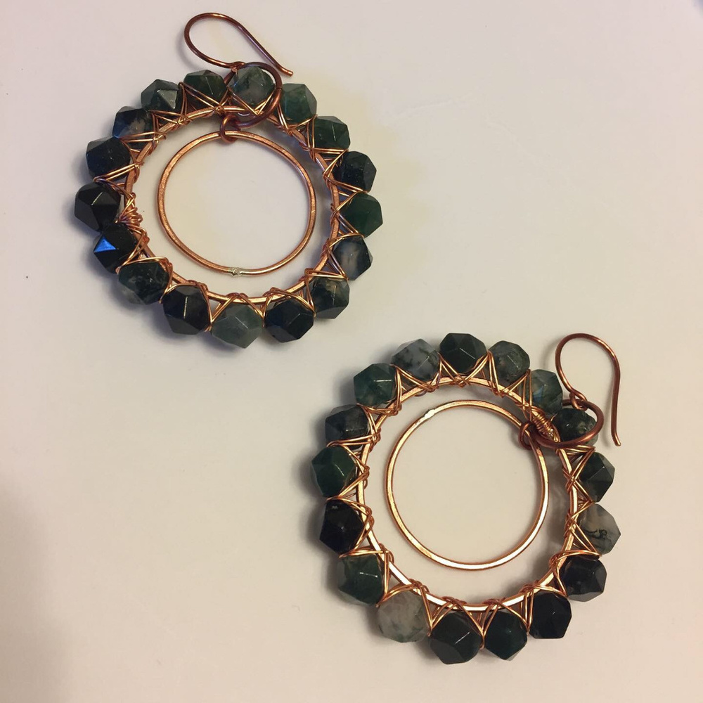 Boho natural stone earrings handmade